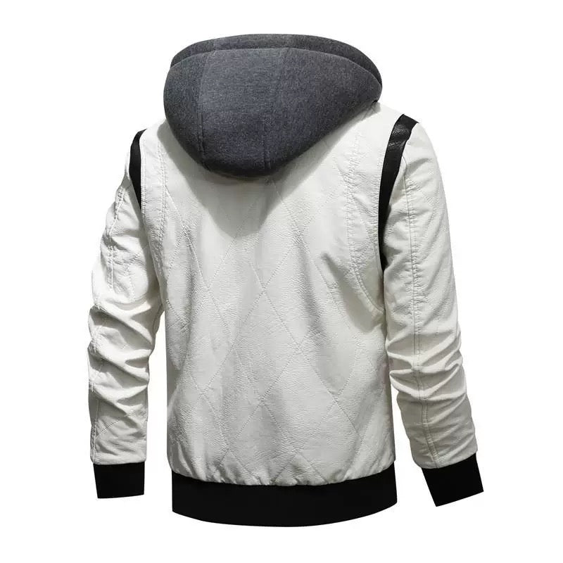 Autumn Winter Bomber Leather Jacket Men Scorpion Embroidery
