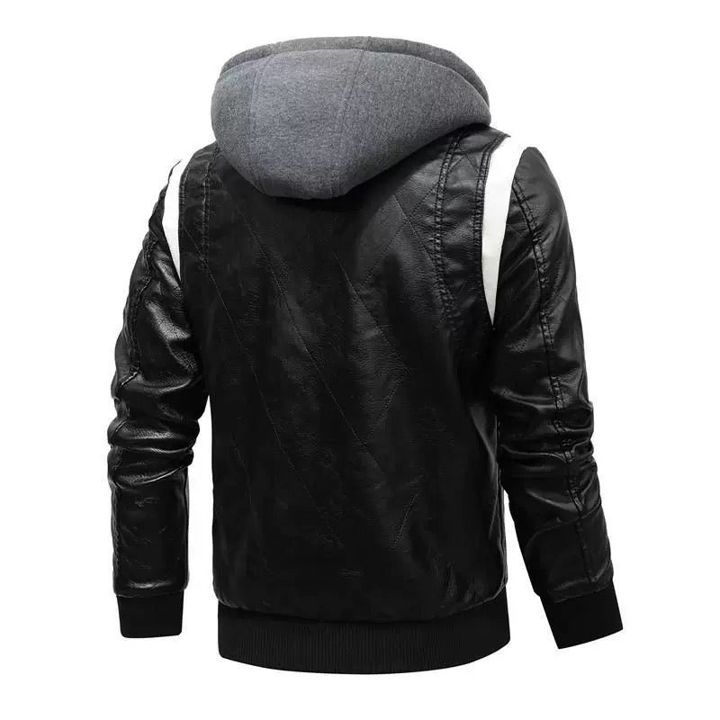 Autumn Winter Bomber Leather Jacket Men Scorpion Embroidery