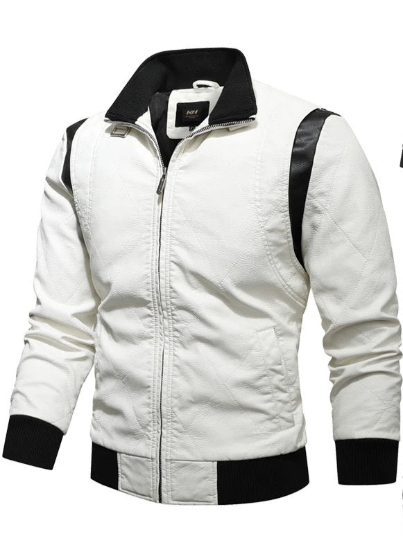 Autumn Winter Bomber Leather Jacket Men Scorpion Embroidery