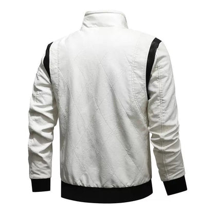 Autumn Winter Bomber Leather Jacket Men Scorpion Embroidery