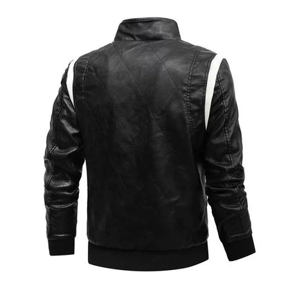 Autumn Winter Bomber Leather Jacket Men Scorpion Embroidery